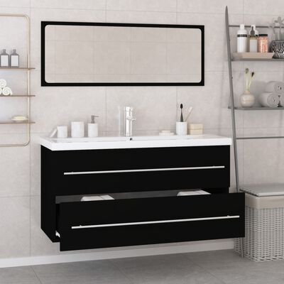 vidaXL møbelsæt til badeværelse konstrueret træ sort