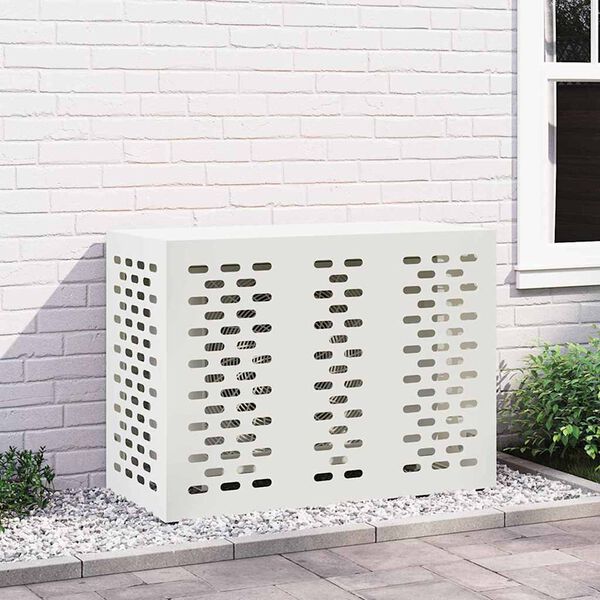 vidaXL Air Conditioner Cover Hvid 110 x 50 x 80 cm St&aring;l
