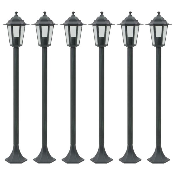 vidaXL havestolpelamper 6 stk. E27 110 cm aluminium mørkegrøn