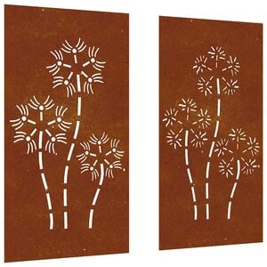 vidaXL udend&oslash;rs v&aelig;gdekoration 2 dele 105x55 cm blomster cortenst&aring;l