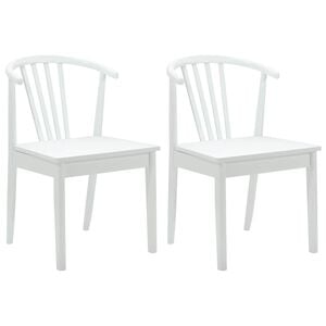 vidaXL Spisestuestol 2 stk. Solid gummitr&aelig; Hvid 51 x 61 x 80,5 cm