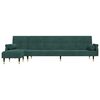 vidaXL L-formet sovesofa 271x140x70 cm velour m&oslash;rkegr&oslash;n