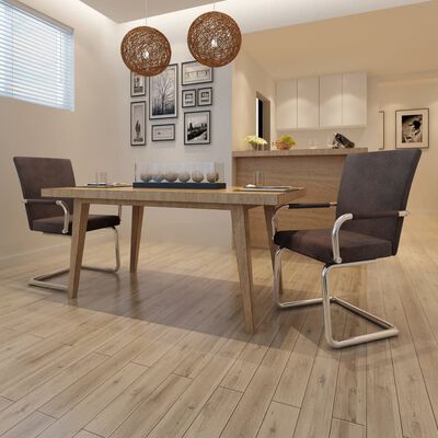 vidaXL spisebordsstole med cantilever 2 stk. åndbart kunstlæder brun