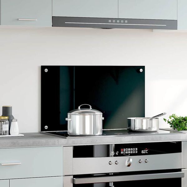 vidaXL stænkplade 70x40 cm hærdet glas sort