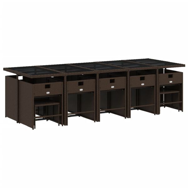 vidaXL spisebordss&aelig;t til haven 15 dele med hynder polyrattan brun