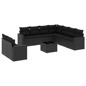 vidaXL sofas&aelig;t til haven 10 dele med hynder polyrattan sort