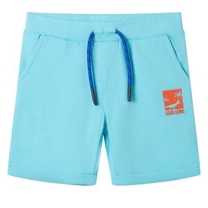 Shorts til b&oslash;rn str. 128 med sn&oslash;re akvamarinbl&aring;