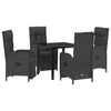 vidaXL Have Spisebordss&aelig;t 5 stk. Sort polyrattan