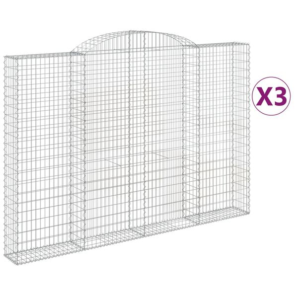 vidaXL buede gabionkurve 3 stk. 300x30x200/220 cm galvaniseret jern