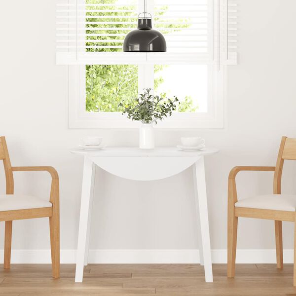 vidaXL spisebord massivt gummitræ hvid
