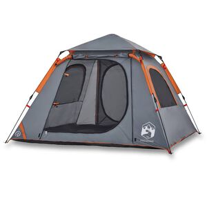 vidaXL 4-personers campingtelt kuppel quick-release gr&aring; og orange