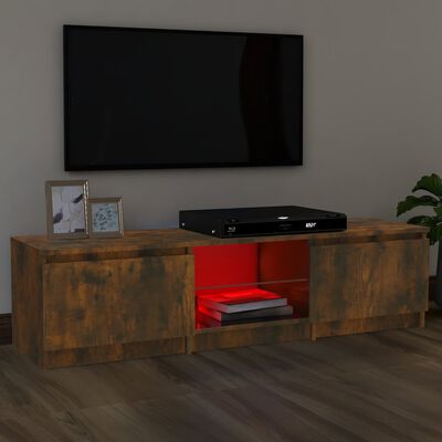 vidaXL tv-bord med LED-lys 140x40x35,5 cm røget egetræsfarve