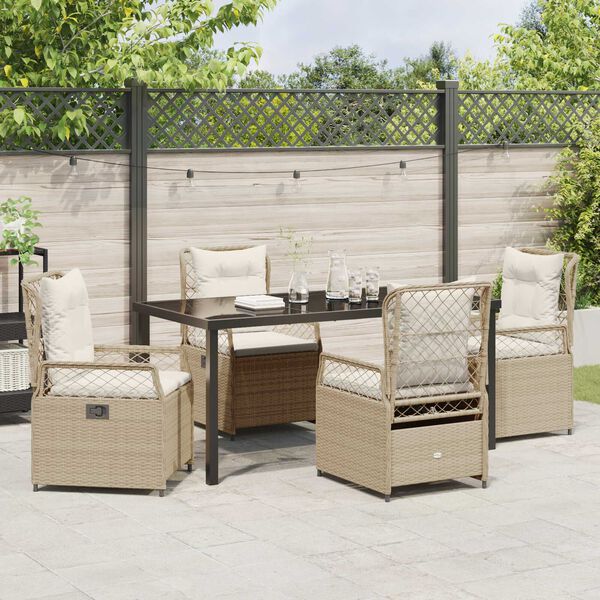 vidaXL Have Spisebordss&aelig;t 5 pcs Beige og cremehvid polyrattan