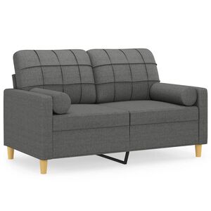vidaXL 2-personers sofa med pyntepuder 120 cm stof m&oslash;rkegr&aring;