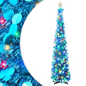 vidaXL Pop-up-LED-juletr&aelig; med stjerne 120 cm 50 LED'er PET Bl&aring;
