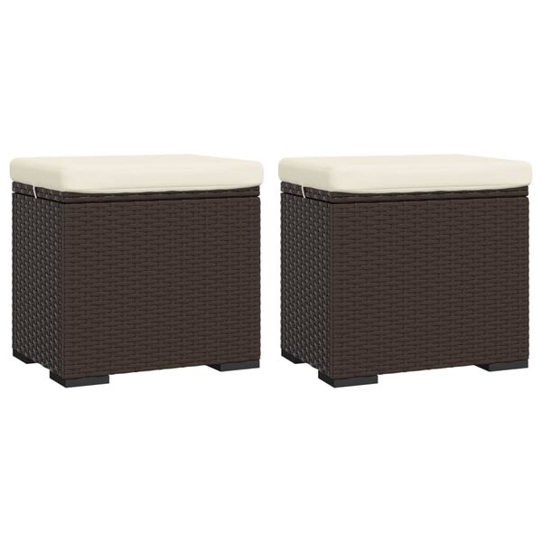 vidaXL ottomaner med hynder 2 stk. 40x30x40 cm polyrattan brun