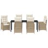 vidaXL Have Spisebordss&aelig;t med pude 7 pcs Beige polyrattan