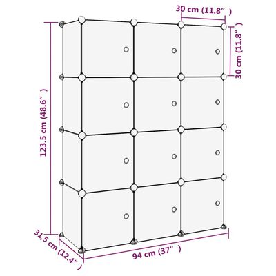 vidaXL kubeformede opbevaringskasser 12 stk. med låger PP transparent