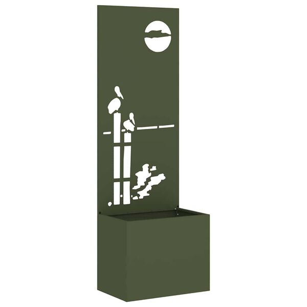 vidaXL Have privatliv sk&aelig;rm Olivengr&oslash;n 50 x 140 cm Koldvalset st&aring;l