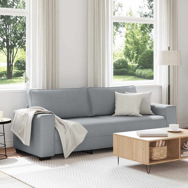 vidaXL 3-personers sofa 220x77x82 cm stof lysegr&aring;