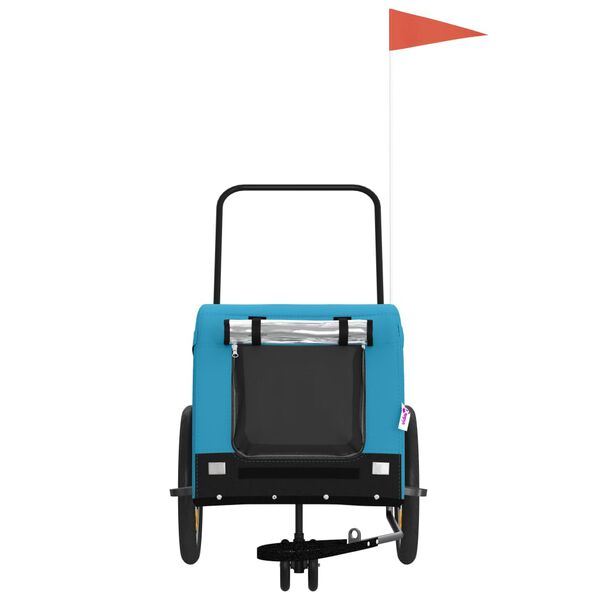 vidaXL hundetrailer til cykel oxfordstof og jern bl&aring; og sort