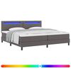 vidaXL Box spring seng med LED-lysstrimler Gr&aring; 200 x 200 cm Kunstl&aelig;der