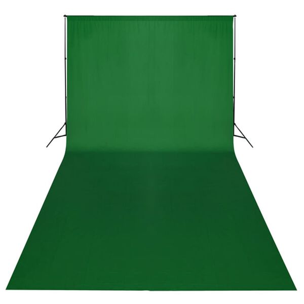 vidaXL studiosæt med grøn fotobaggrund og lamper 600 x 300 cm