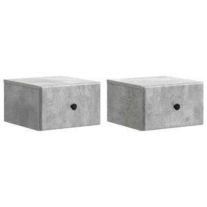 vidaXL V&aelig;gh&aelig;ngt Natbord med skuffe 2 pcs Betongr&aring; 34,5 x 33 x 20 cm