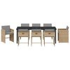 vidaXL Have Spisebordss&aelig;t med pude 9 pcs Beige polyrattan