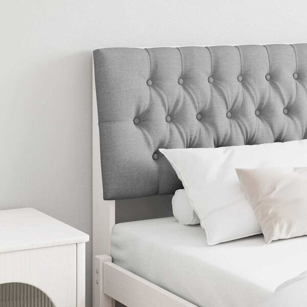 vidaXL Polstret sengegavl Lysegrå 200 cm Massiv fyrretræ