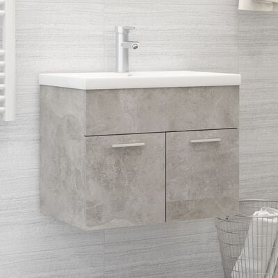 vidaXL vaskeskab med indbygget håndvask spånplade betongrå
