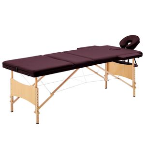 vidaXL sammenfoldeligt massagebord med tr&aelig;stel 3 zoner lilla