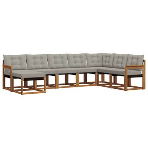 vidaXL Udend&oslash;rs sofagruppe med pude 8 pcs Naturlig og Lys Gr&aring;