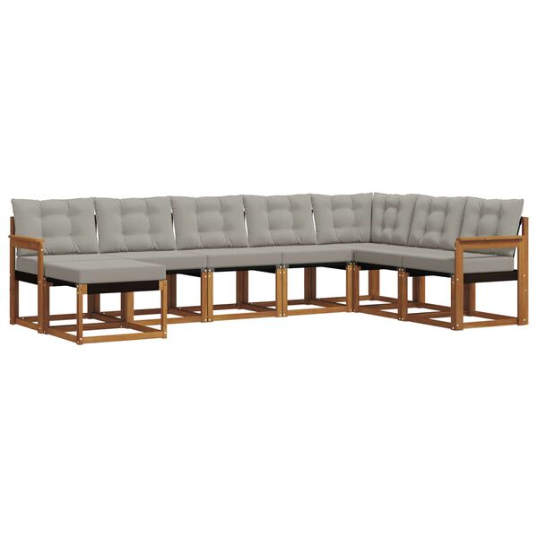 vidaXL Udend&oslash;rs sofagruppe med pude 8 pcs Naturlig og Lys Gr&aring;