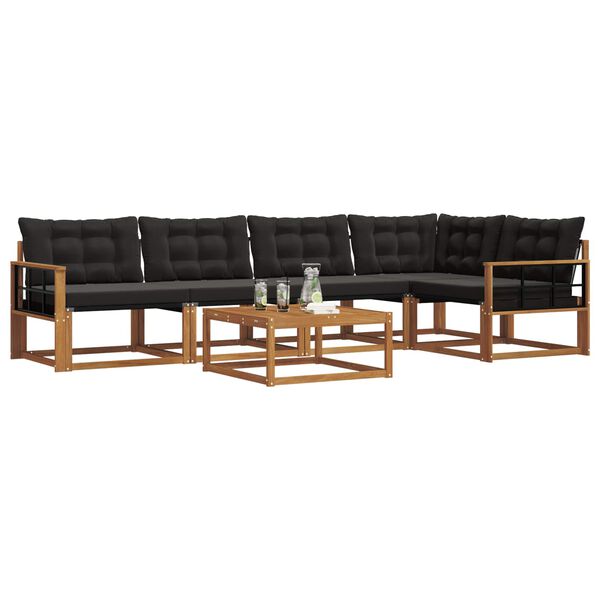 vidaXL Udend&oslash;rs sofagruppe med pude 6 pcs Naturlig og sort