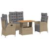 vidaXL spisebordss&aelig;t til haven 4 dele med hynder polyrattan beige