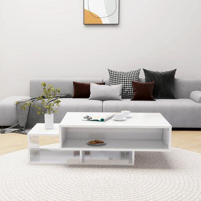 vidaXL sofabord 105x55x32 cm spånplade hvid højglans