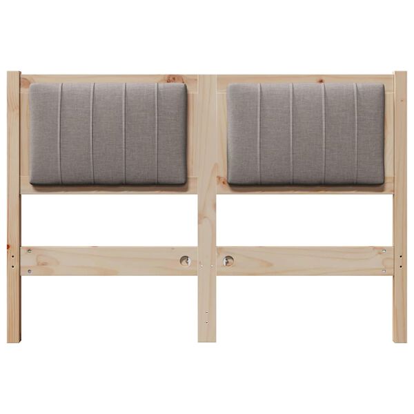 vidaXL Polstret sengegavl med hovedg&aelig;rde Brun 120 cm Massiv fyrretr&aelig;