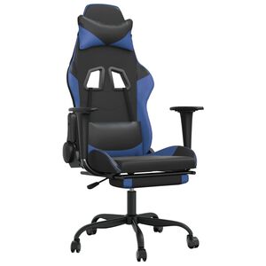 vidaXL gamingstol med fodst&oslash;tte kunstl&aelig;der sort og bl&aring;