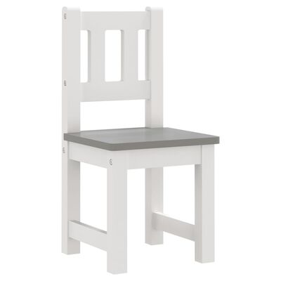 vidaXL bord- og stolesæt til børn 3 dele MDF hvid og grå