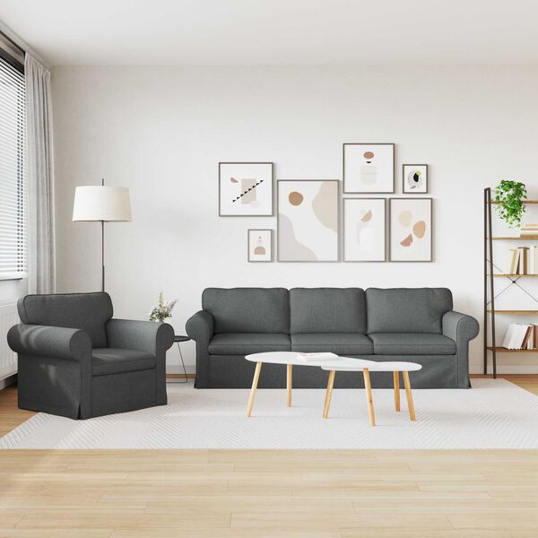 vidaXL Sofa 2 pcs M&oslash;rkegr&aring;