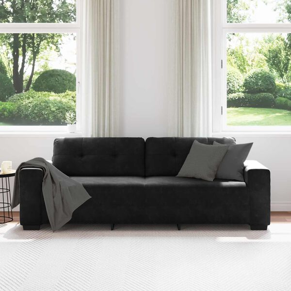vidaXL Sofa 3 pcs Brun Linned-blandet stof