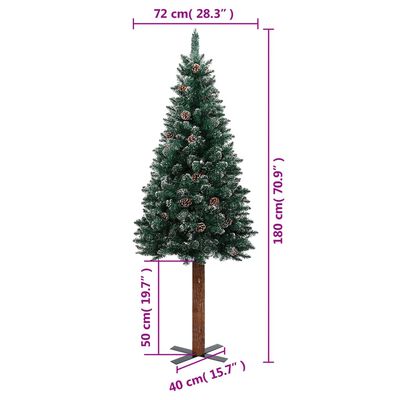 vidaXL smalt juletræ med ægte træ og hvid sne 180 cm PVC grøn