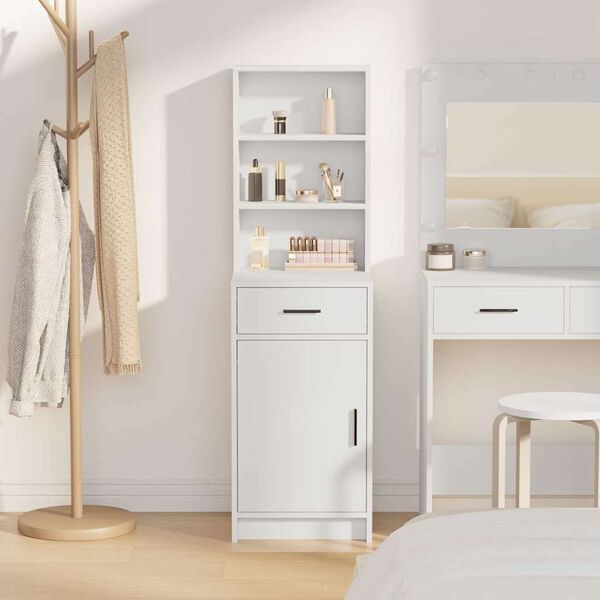 vidaXL Highboard med skuffe Hvid 40 x 40,5 x 135 cm Konstrueret tr&aelig;