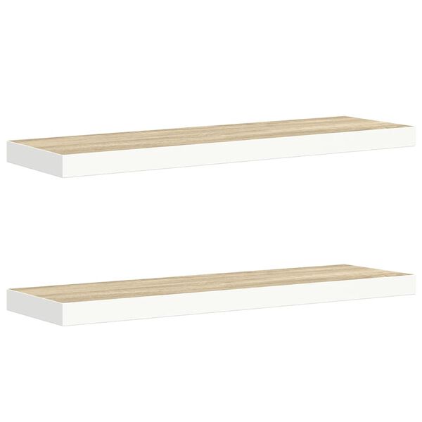 vidaXL sv&aelig;vehylder 2 stk. 90x23,5x3,8 cm MDF egetr&aelig;sfarve og hvid