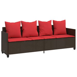 vidaXL loungesofa med hynder polyrattan brun
