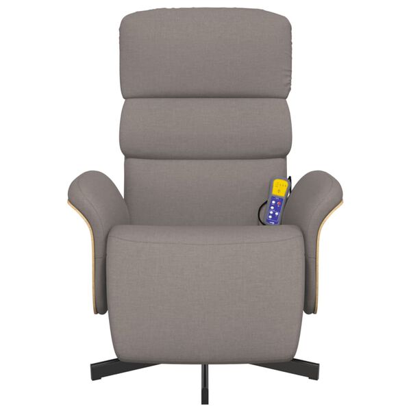 vidaXL massagestol med fodst&oslash;tte stof gr&aring;brun