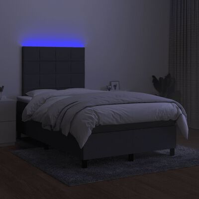 vidaXL kontinentalseng med LED-lys 120x190 cm stof mørkegrå