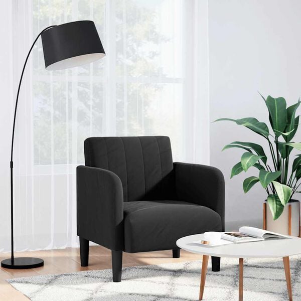 vidaXL sofastol med arml&aelig;n 54 cm fl&oslash;jl sort