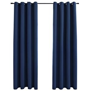 vidaXL m&oslash;rkl&aelig;gningsgardiner 2 stk. med metalringe 140 x 225 cm bl&aring;